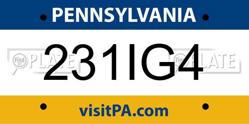 231IG4 Pennsylvania License Plate