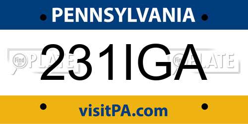 231IGA Pennsylvania License Plate