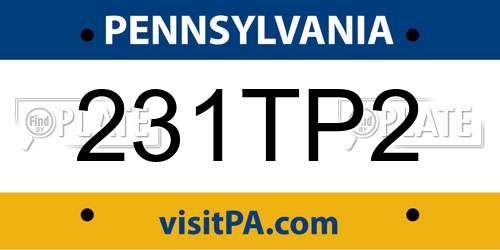 231TP2 Pennsylvania License Plate