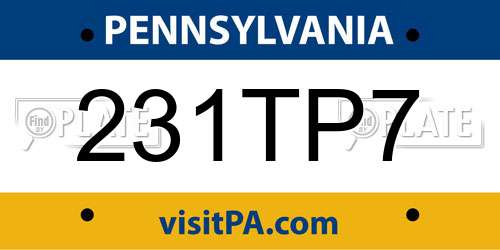 231TP7 Pennsylvania License Plate