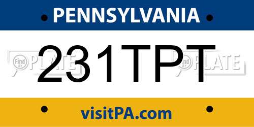 231TPT Pennsylvania License Plate