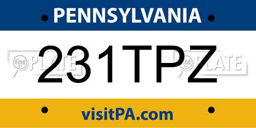 231TPZ Pennsylvania License Plate