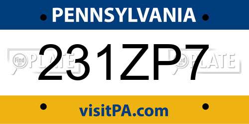 231ZP7 Pennsylvania License Plate