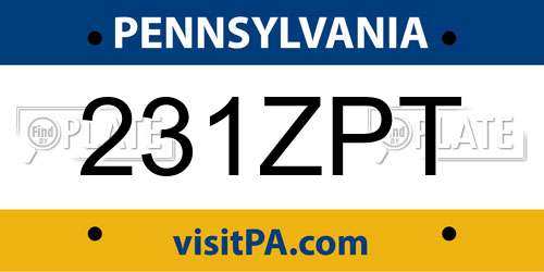 231ZPT Pennsylvania License Plate