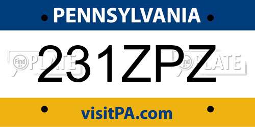231ZPZ Pennsylvania License Plate