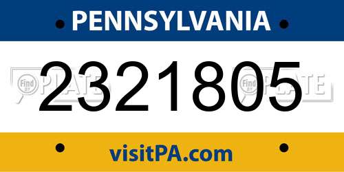2321805 Pennsylvania License Plate