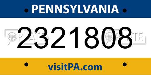 2321808 Pennsylvania License Plate