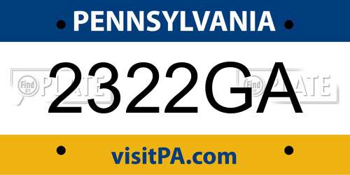 2322GA Pennsylvania License Plate
