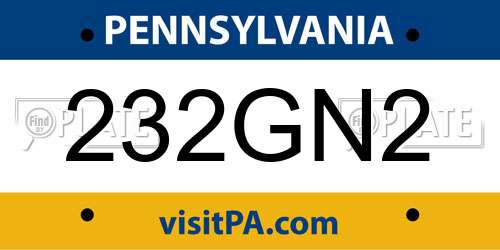 232GN2 Pennsylvania License Plate