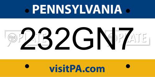 232GN7 Pennsylvania License Plate