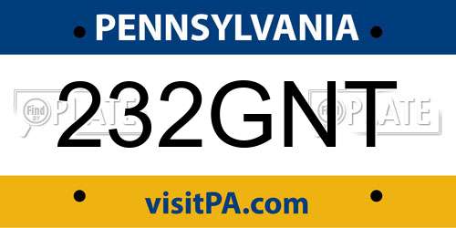 232GNT Pennsylvania License Plate