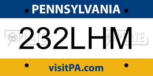 232LHM Pennsylvania License Plate