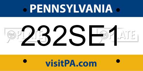 232SE1 Pennsylvania License Plate