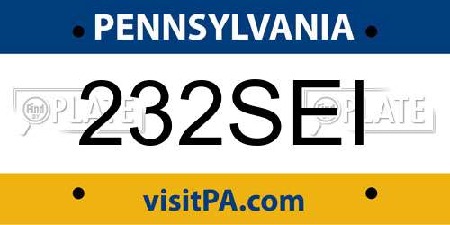 232SEI Pennsylvania License Plate