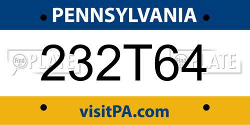 232T64 Pennsylvania License Plate