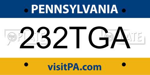 232TGA Pennsylvania License Plate