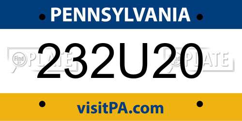 232U20 Pennsylvania License Plate