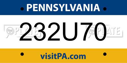 232U70 Pennsylvania License Plate
