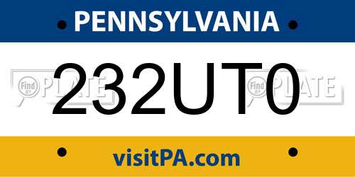 232UT0 Pennsylvania License Plate