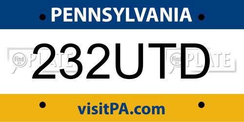 232UTD Pennsylvania License Plate