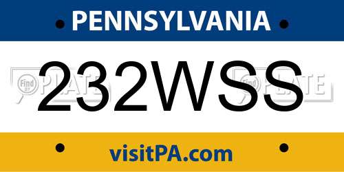 232WSS Pennsylvania License Plate