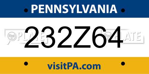 232Z64 Pennsylvania License Plate