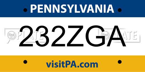 232ZGA Pennsylvania License Plate