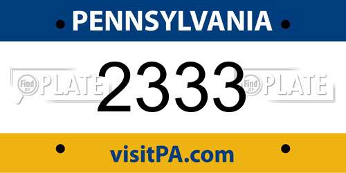 2333 Pennsylvania License Plate