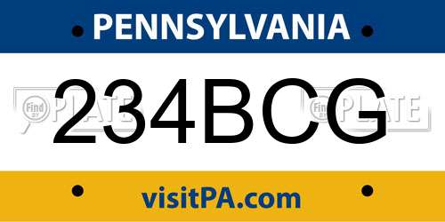 234BCG Pennsylvania License Plate