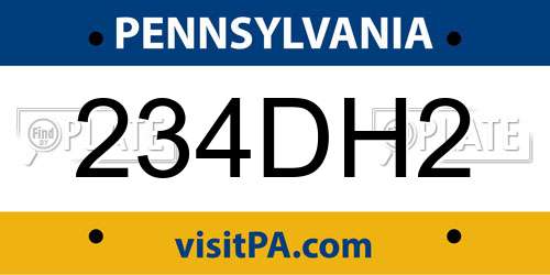 234DH2 Pennsylvania License Plate