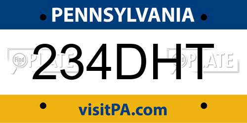 234DHT Pennsylvania License Plate