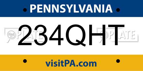 234QHT Pennsylvania License Plate