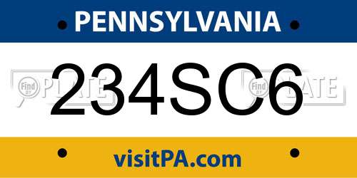 234SC6 Pennsylvania License Plate