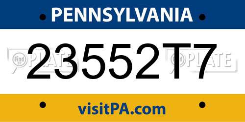 23552T7 Pennsylvania License Plate