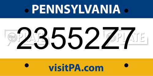 23552Z7 Pennsylvania License Plate