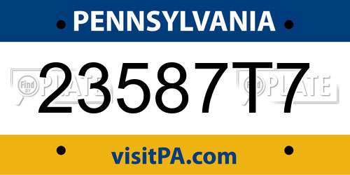 23587T7 Pennsylvania License Plate