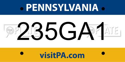 235GA1 Pennsylvania License Plate