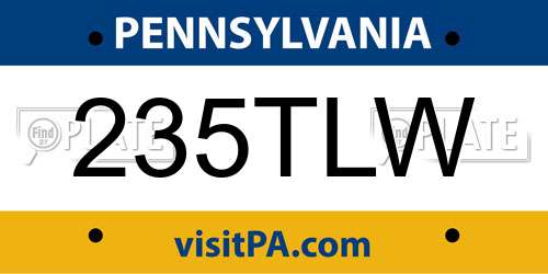 235TLW Pennsylvania License Plate