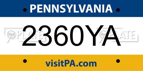 2360YA Pennsylvania License Plate