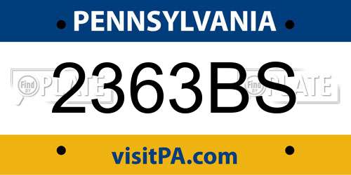 2363BS Pennsylvania License Plate