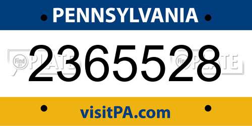 2365528 Pennsylvania License Plate