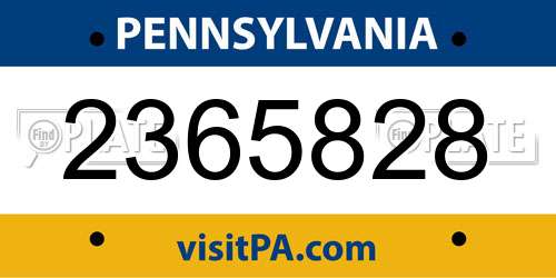 2365828 Pennsylvania License Plate