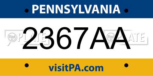 2367AA Pennsylvania License Plate