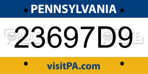 23697D9 Pennsylvania License Plate