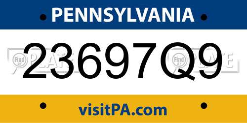 23697Q9 Pennsylvania License Plate