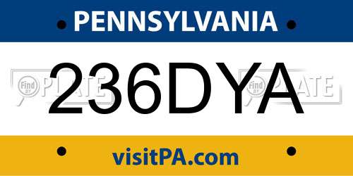 236DYA Pennsylvania License Plate