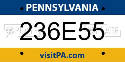 236E55 Pennsylvania License Plate