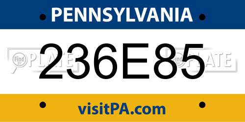 236E85 Pennsylvania License Plate