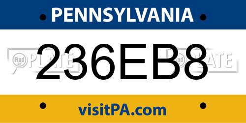 236EB8 Pennsylvania License Plate