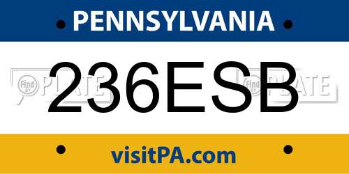 236ESB Pennsylvania License Plate